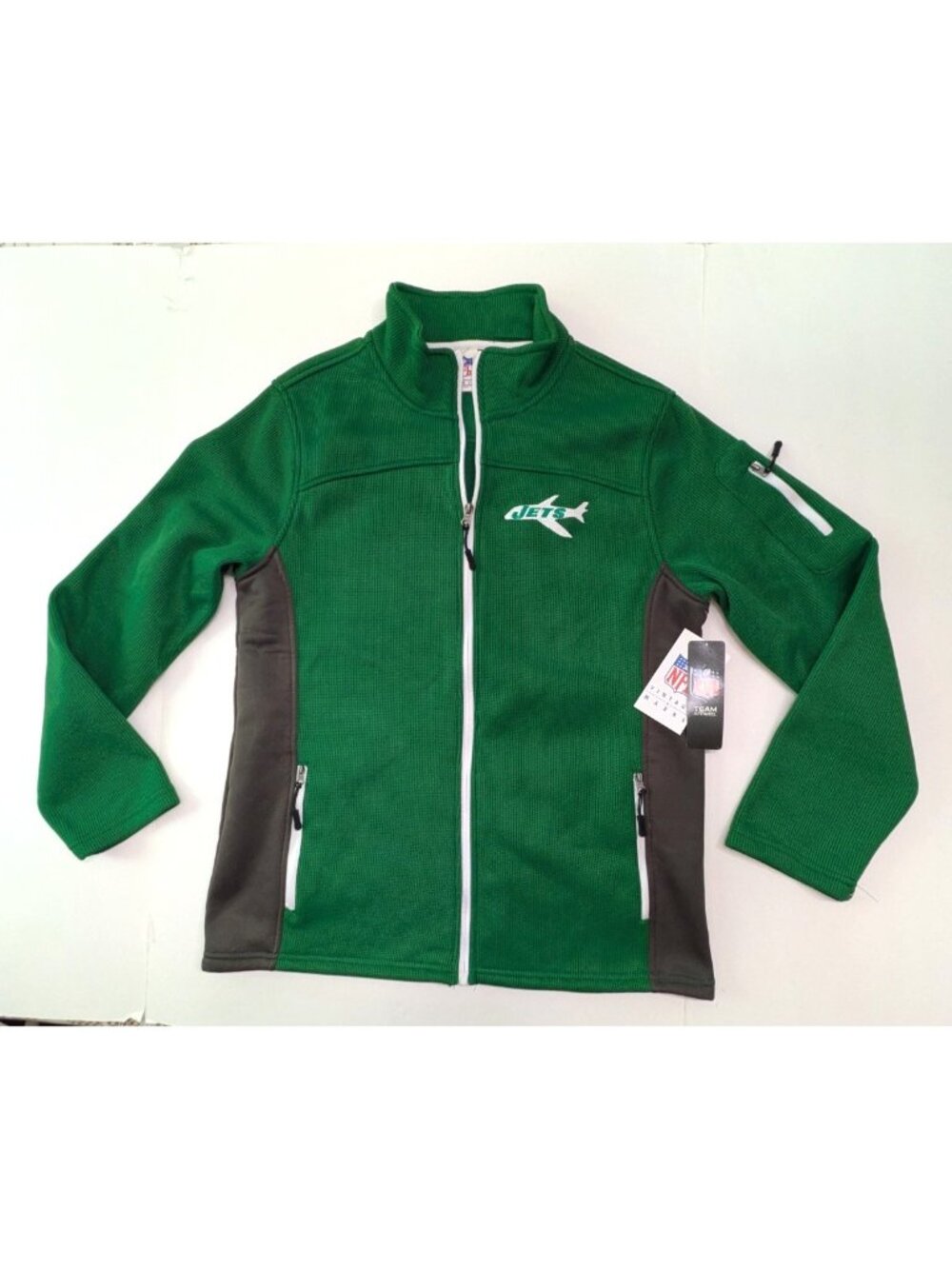 NFL Mens New York Jets Embroidered Logo Full Zip Knit Sweater Fleece Jacket M